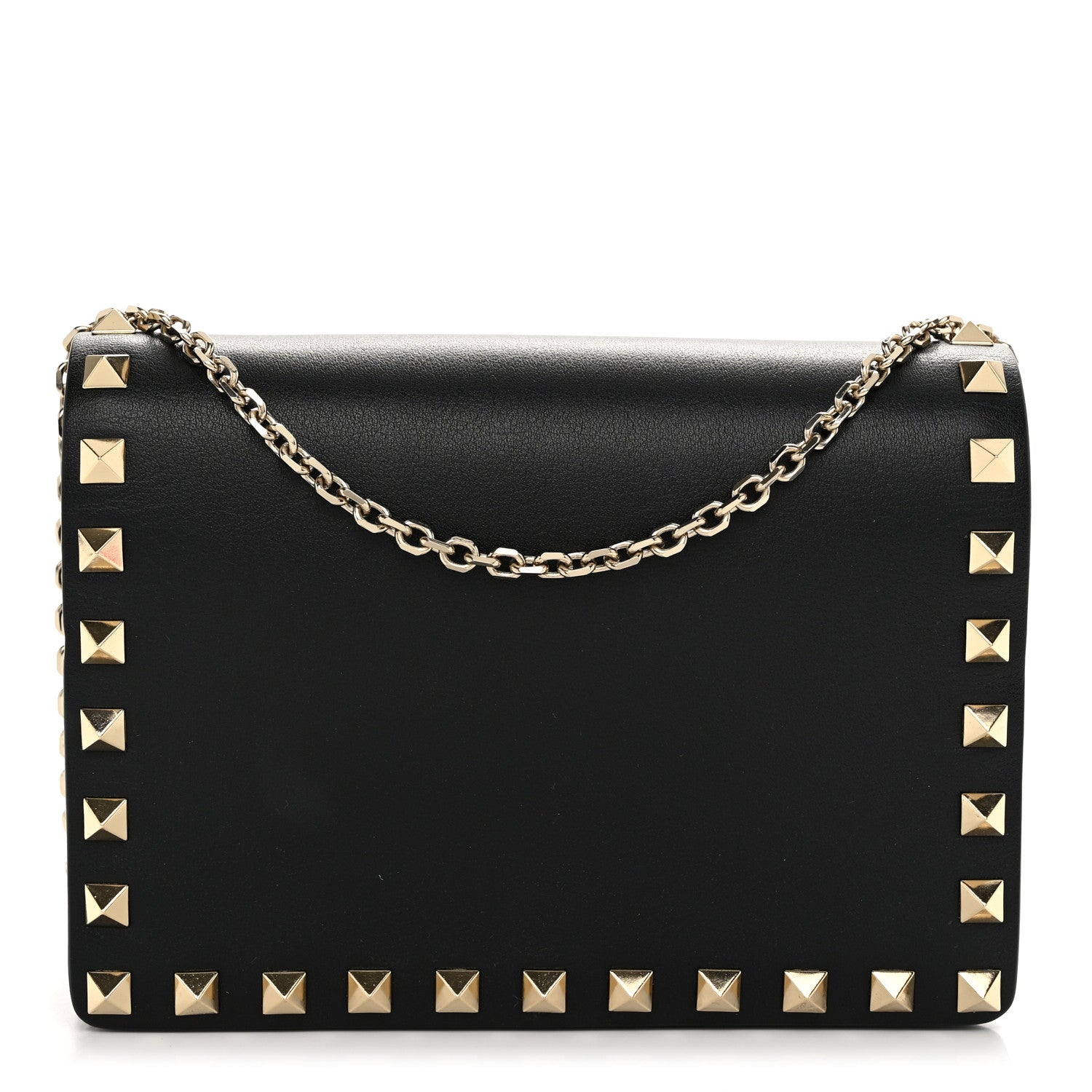 Valentino Garavani Calfskin Rockstud Wallet On Chain Black 1 of 10
