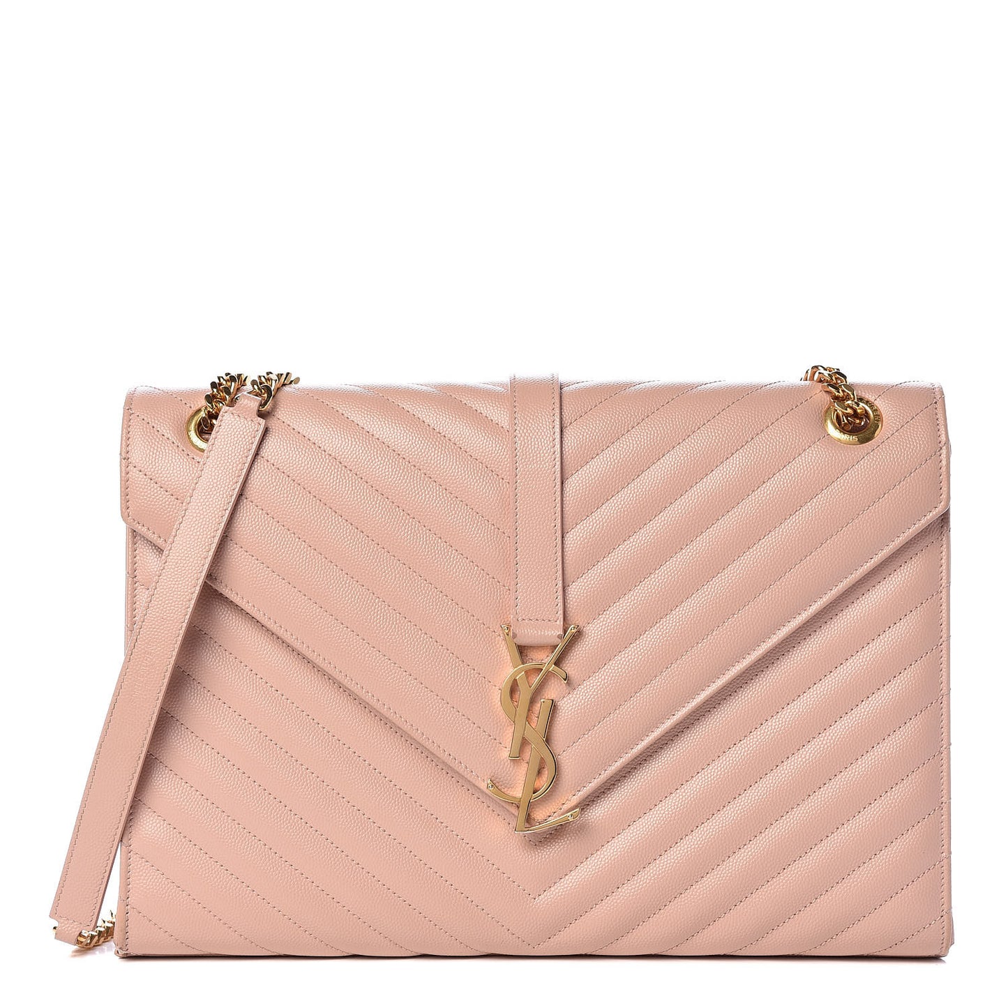 Grain De Poudre Matelasse Chevron Large Monogram Satchel Pale Pink