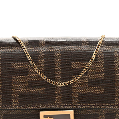 Fendi Glazed Fabric FF 1974 Nano Baguette Charm Mogano Panna 6 of 9