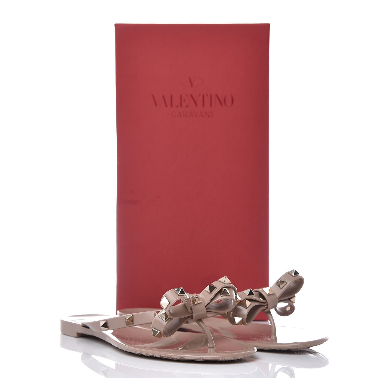 Valentino Garavani PVC Jelly Rockstud Bow Thong Sandals 38 Poudre 8 of 8