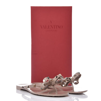 Valentino Garavani PVC Jelly Rockstud Bow Thong Sandals 38 Poudre 8 of 8