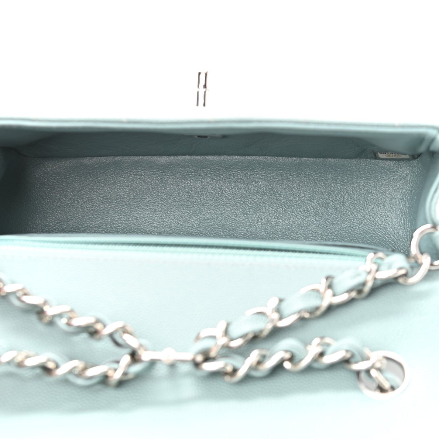 Caviar Quilted Mini Rectangular Flap Green