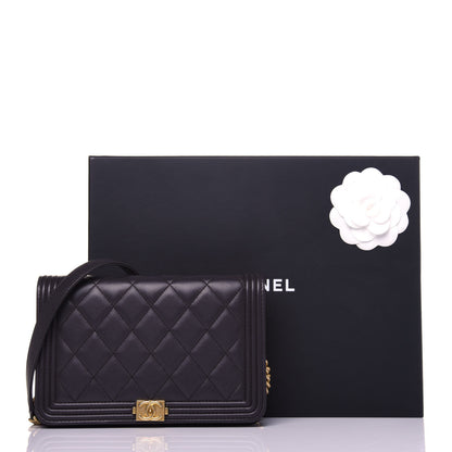 Chanel Lambskin Quilted Boy Wallet On Chain WOC Dark Grey 16 of 16