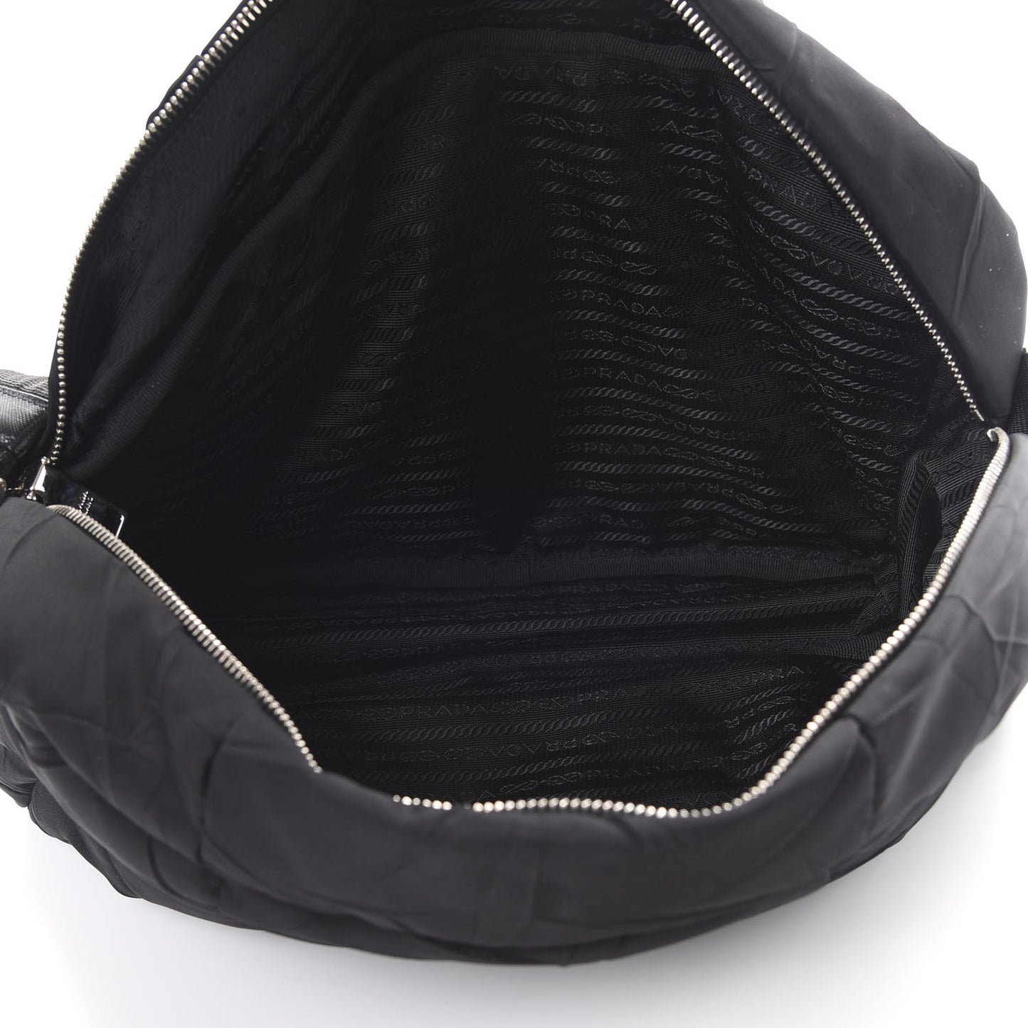 Nylon Tessuto Impuntu Quilted Shoulder Bag Black