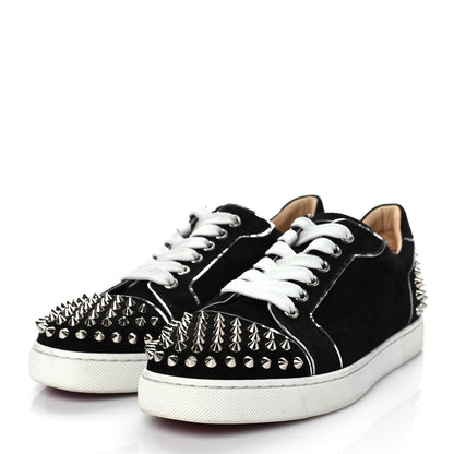 Christian Louboutin Suede Womens Louis Junior Spikes Flat Sneakers 37 Black 3 of 9