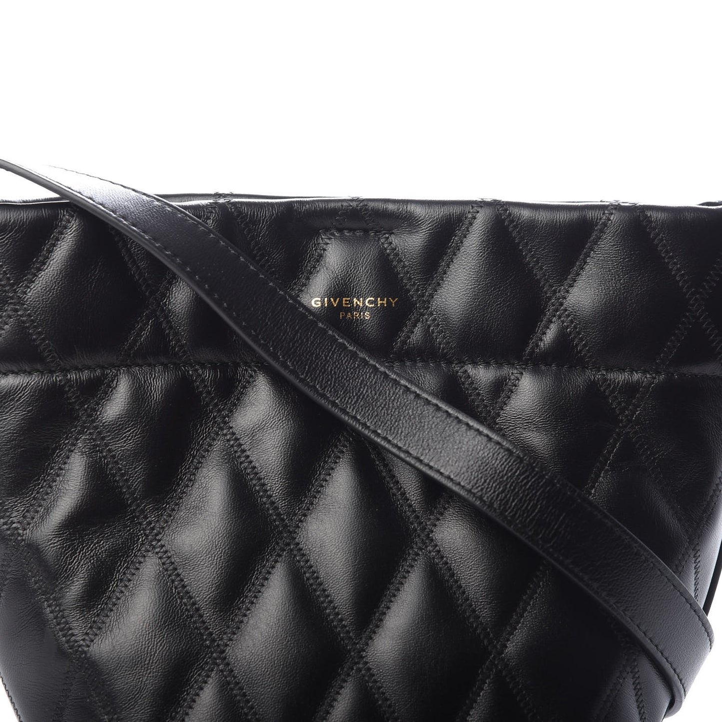 Lambskin Quilted Mini GV Bucket Bag Black