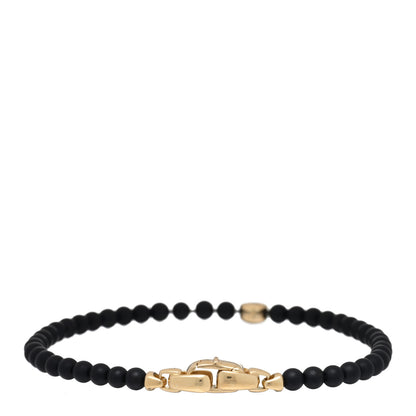David Yurman 18K Yellow Gold Black Onyx Blue Sapphire 4mm Spiritual Beads Evil Eye Bracelet 2 of 3
