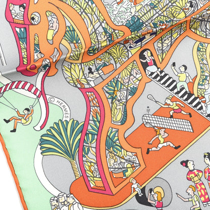 Hermes Silk Exposition Universelle Scarf 90 Orange Jaune Multi 4 of 5