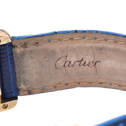 Cartier Sterling Silver Vermeil Lizard 20mm Must de Cartier Tank Quartz Watch Blue 7 of 8