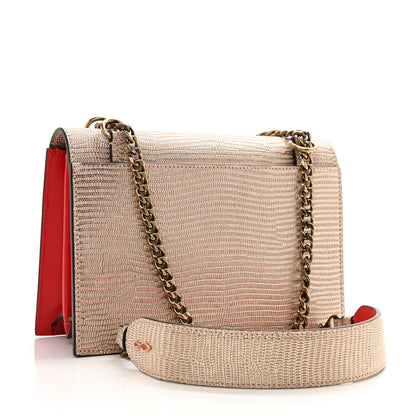 Christian Louboutin Metallic Lizard Embossed Calfskin Small Elisa Platine 3 of 9