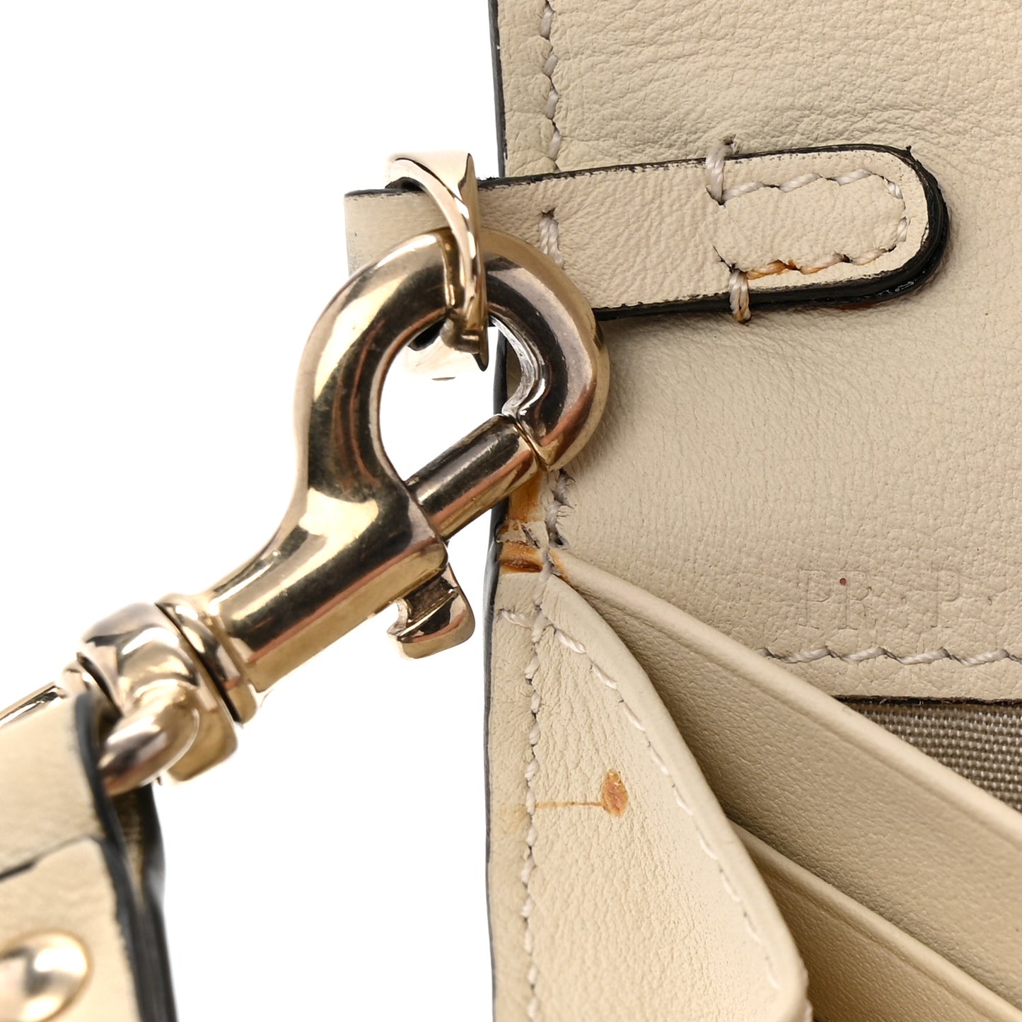 Calfskin Rockstud Wristlet Travel Wallet Light Ivory