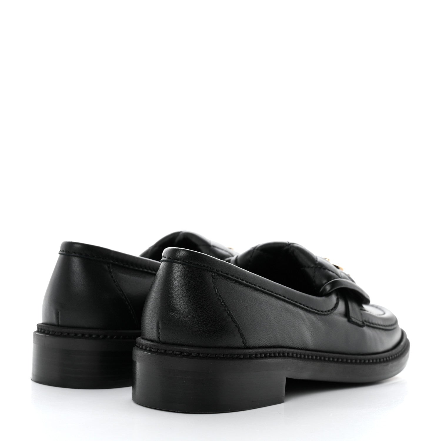 Chanel Lambskin Quilted CC Turnlock Loafers 37.5 Black 4 of 9
