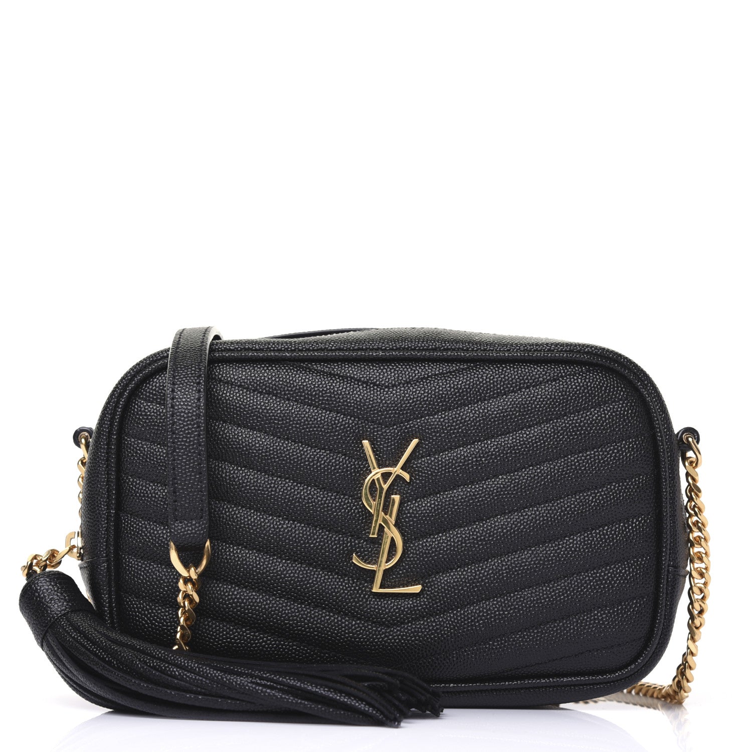 Saint Laurent Grain De Poudre Matelasse Monogram Mini Lou Camera Bag Black 1 of 15