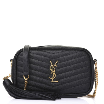 Saint Laurent Grain De Poudre Matelasse Monogram Mini Lou Camera Bag Black 1 of 15