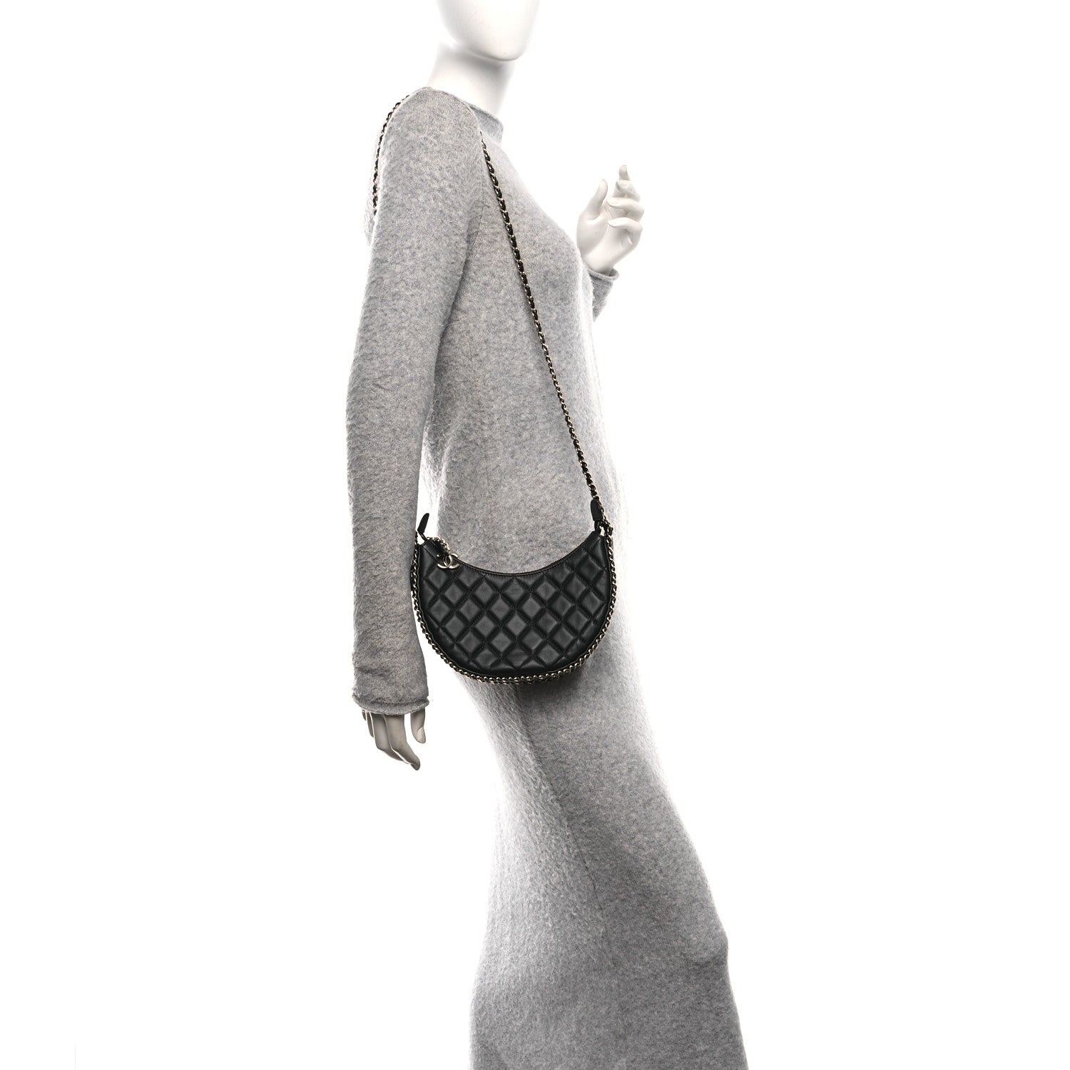 Chanel Lambskin Quilted Small Hobo Bag Black 2 of 10