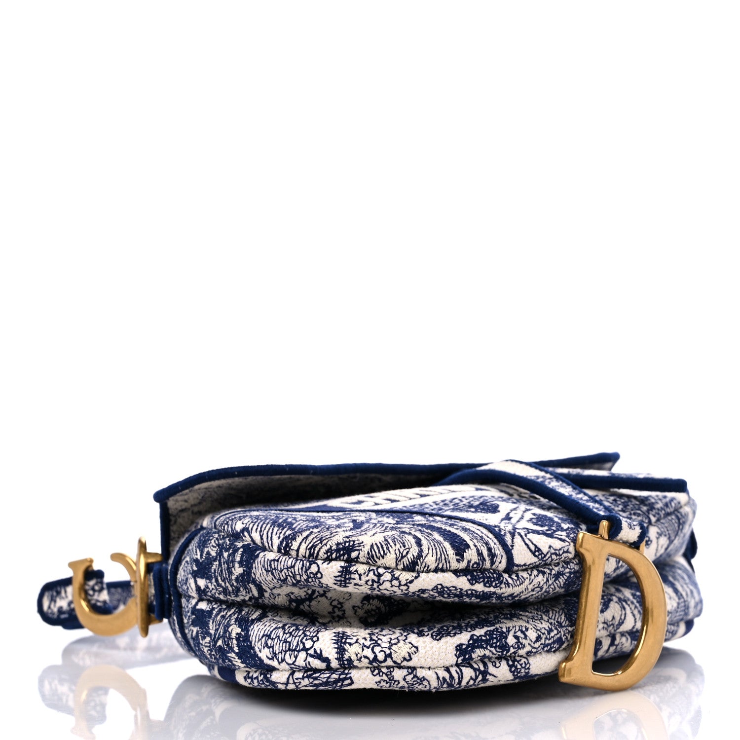 Christian Dior Canvas Embroidered Toile de Jouy Saddle Bag Blue 4 of 12