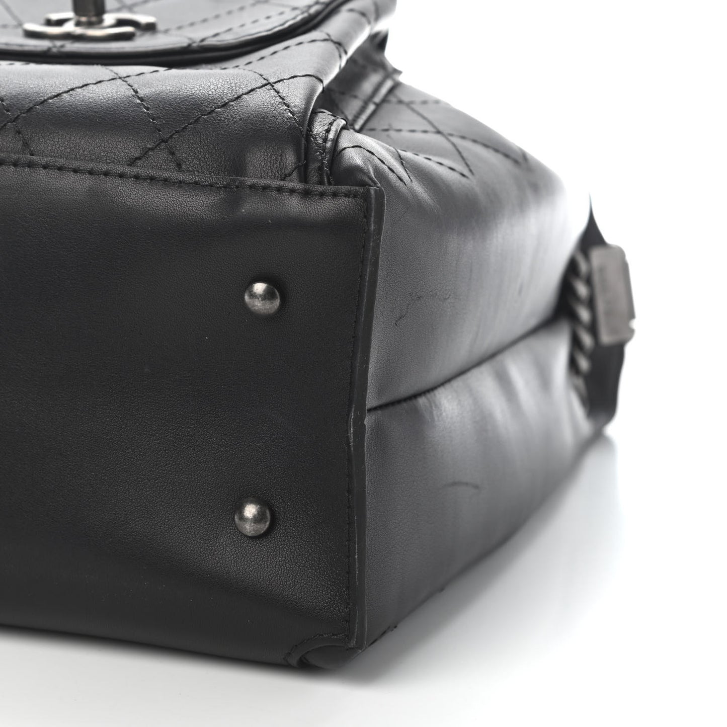 Calfskin Stitched Medium Urban Luxury Drawstring Backpack Black