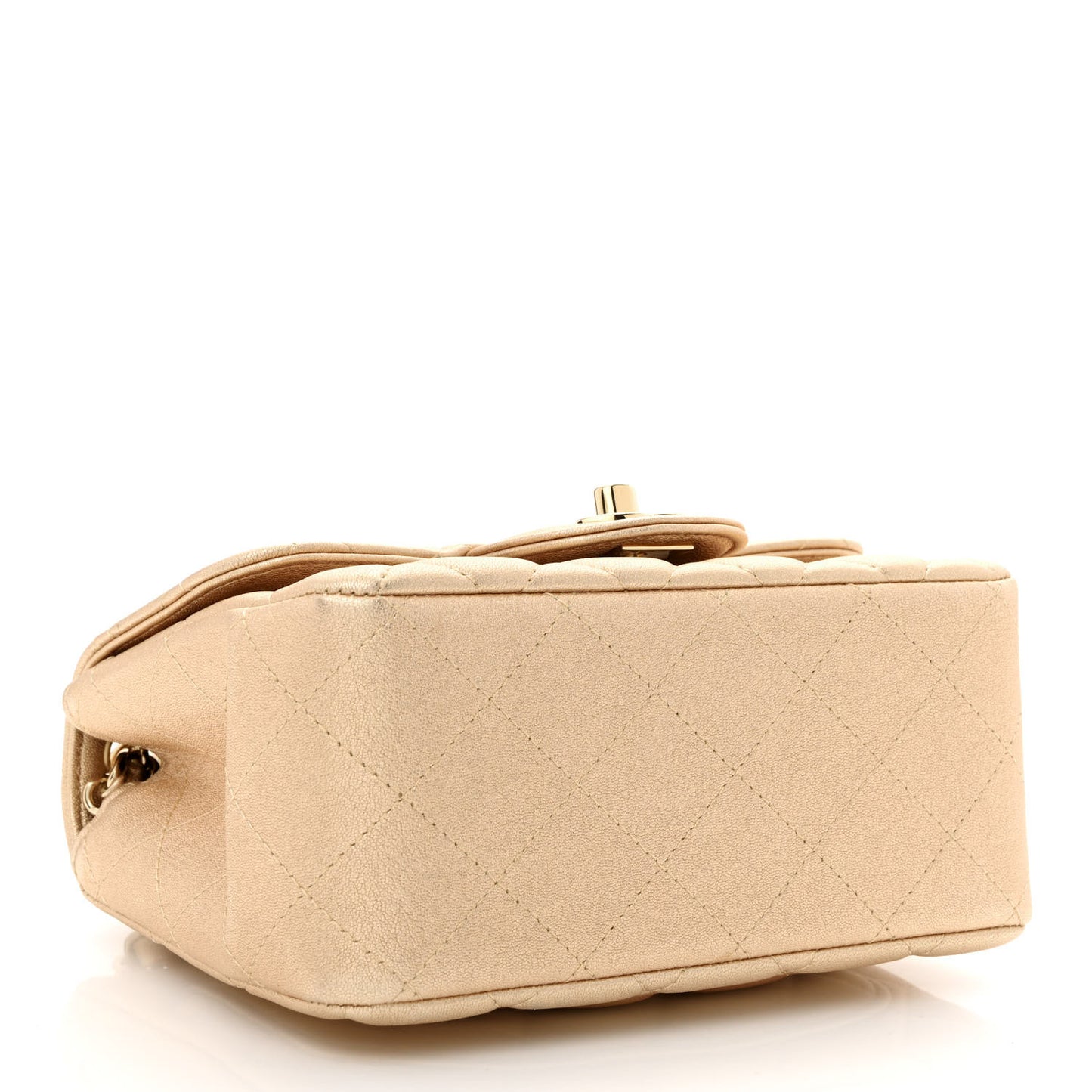 Metallic Lambskin Quilted Mini Square Flap Gold