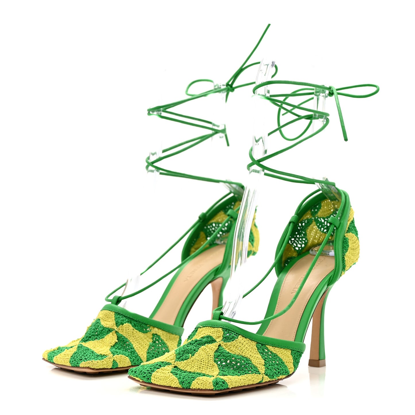 Crochet Stretch Ankle Tie Sandals 37 Kiwi Parakeet