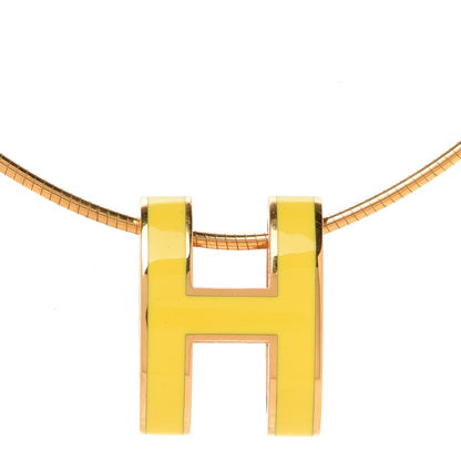 Hermes Lacquered Gold Pop H Pendant Necklace Naples Yellow 4 of 7
