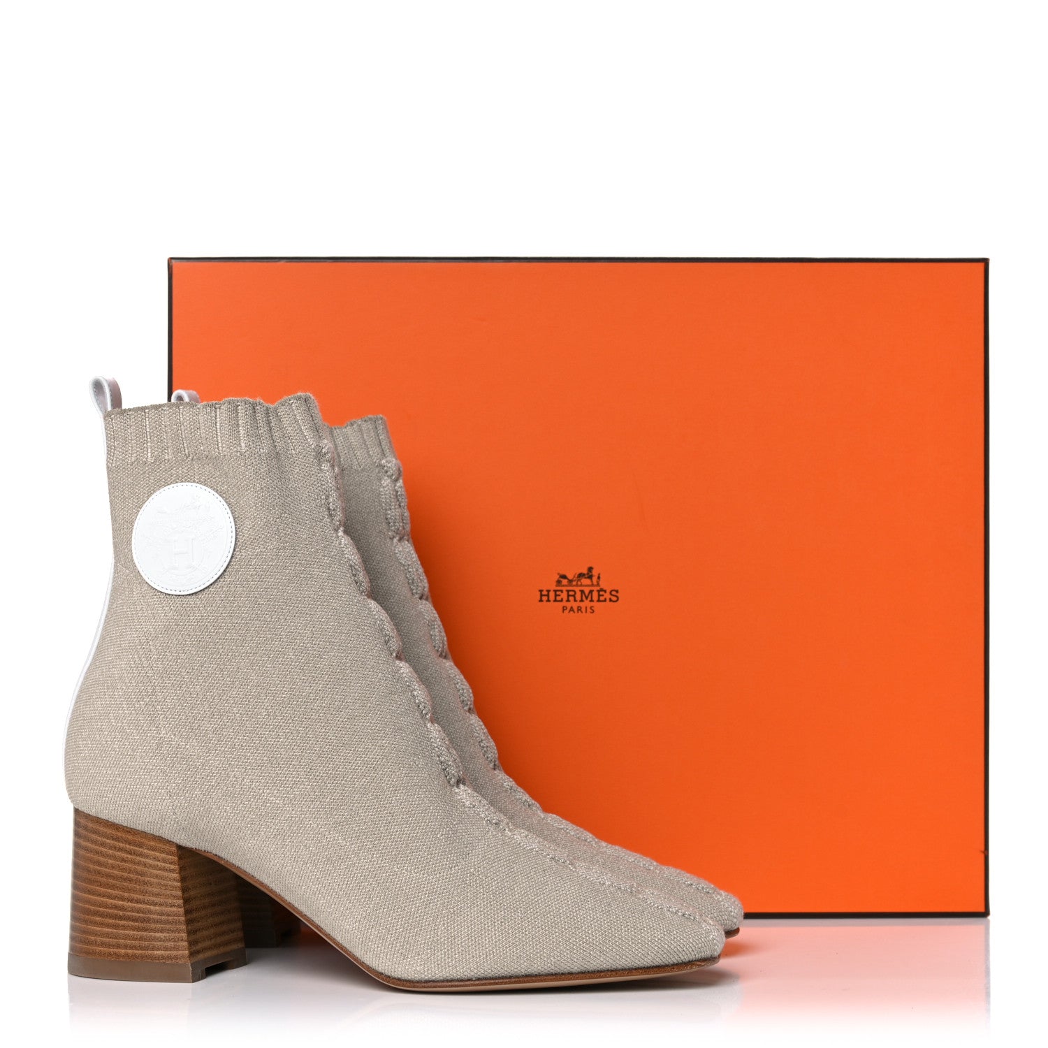 Hermes Knit Calfskin Volver 60 Ankle Boots 38 Nocciola 9 of 9