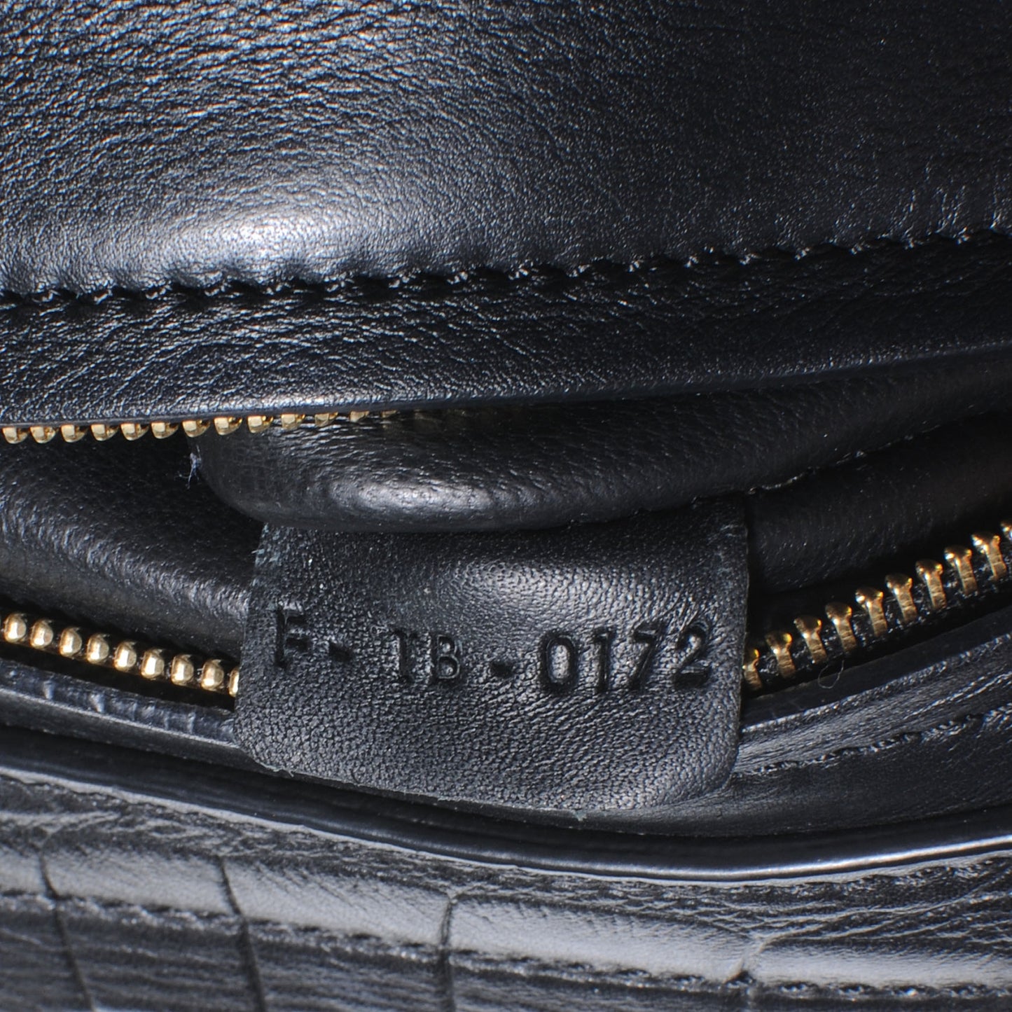 Crocodile Embossed Small Trapeze Black