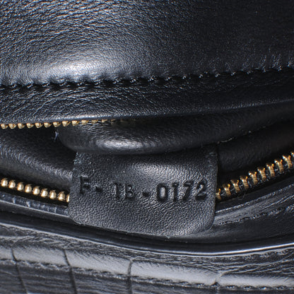 Celine Crocodile Embossed Small Trapeze Black 7 of 7