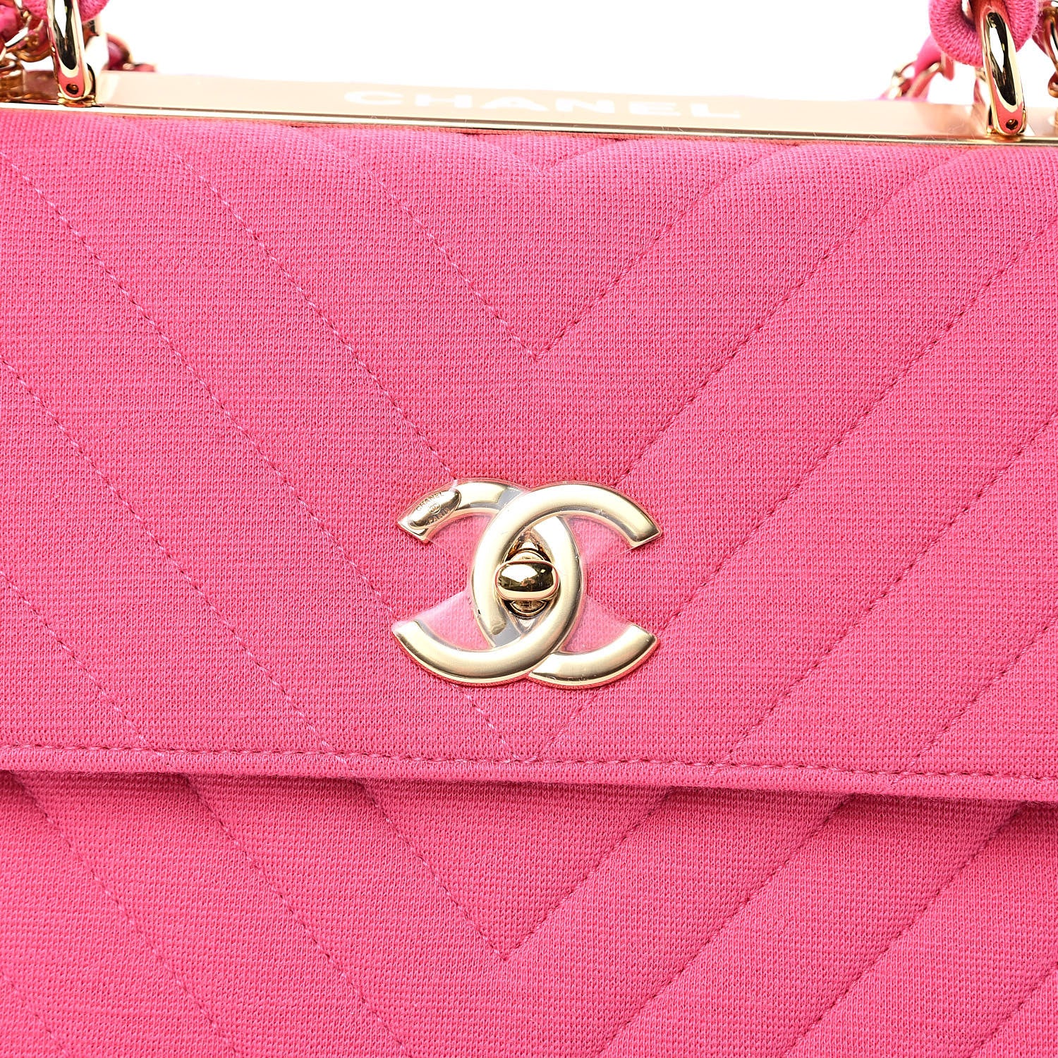 Chanel Jersey Chevron Quilted Small Trendy CC Dual Handle Flap Bag Pink 8 of 10