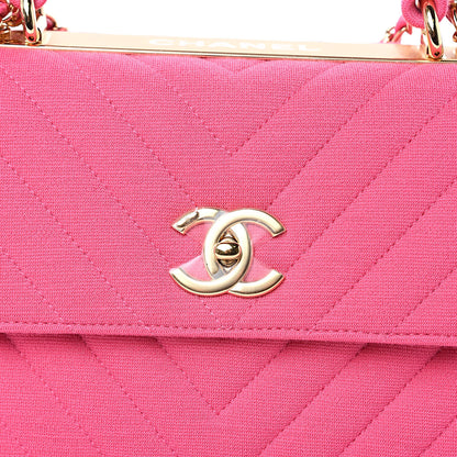 Chanel Jersey Chevron Quilted Small Trendy CC Dual Handle Flap Bag Pink 8 of 10