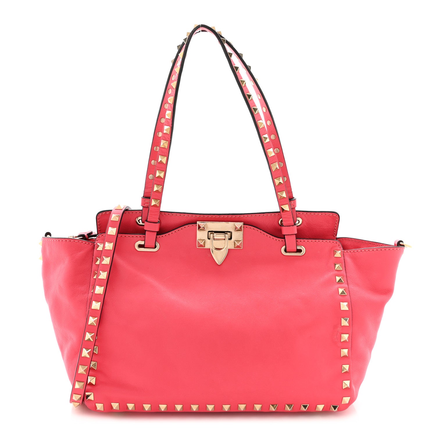 Valentino Garavani Vitello Small Rockstud Tote Deep Rose 1 of 10
