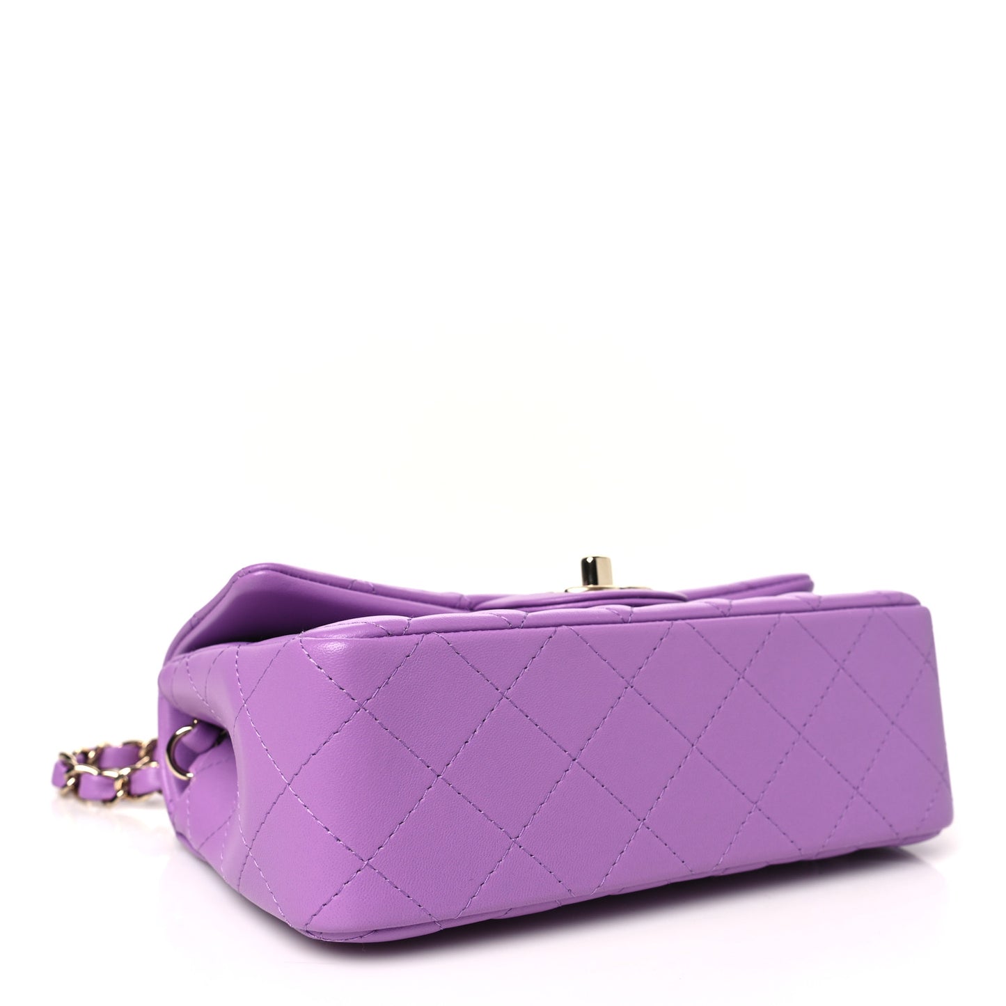 Lambskin Quilted Mini Rectangular Flap Purple