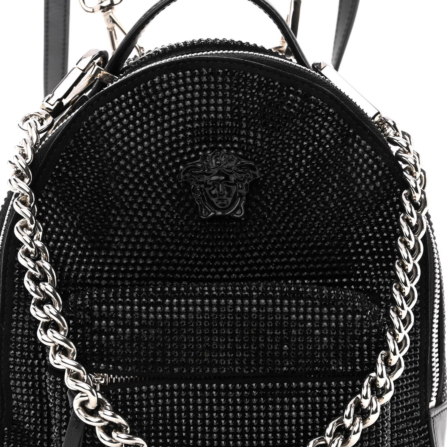 Calfskin Palazzo Crystal Medusa Backpack Black
