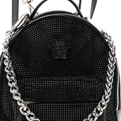 Versace Calfskin Palazzo Crystal Medusa Backpack Black 7 of 10