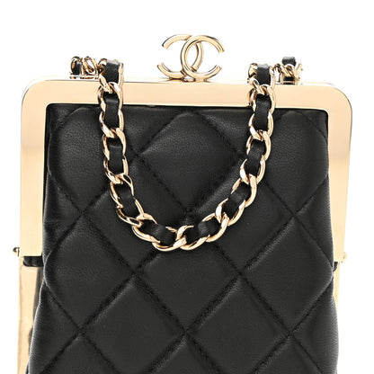 Chanel Lambskin Plexi Quilted CC Evening Clutch With Chain Black 9 of 11