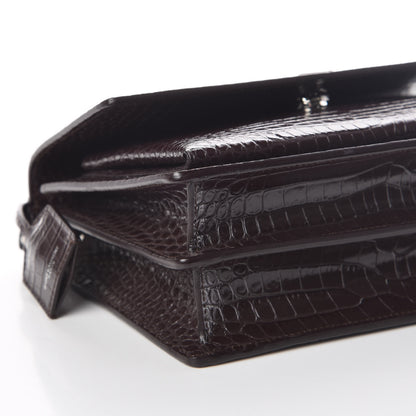 Saint Laurent Calfskin Crocodile Embossed Medium Monogram Sunset Brown 7 of 8