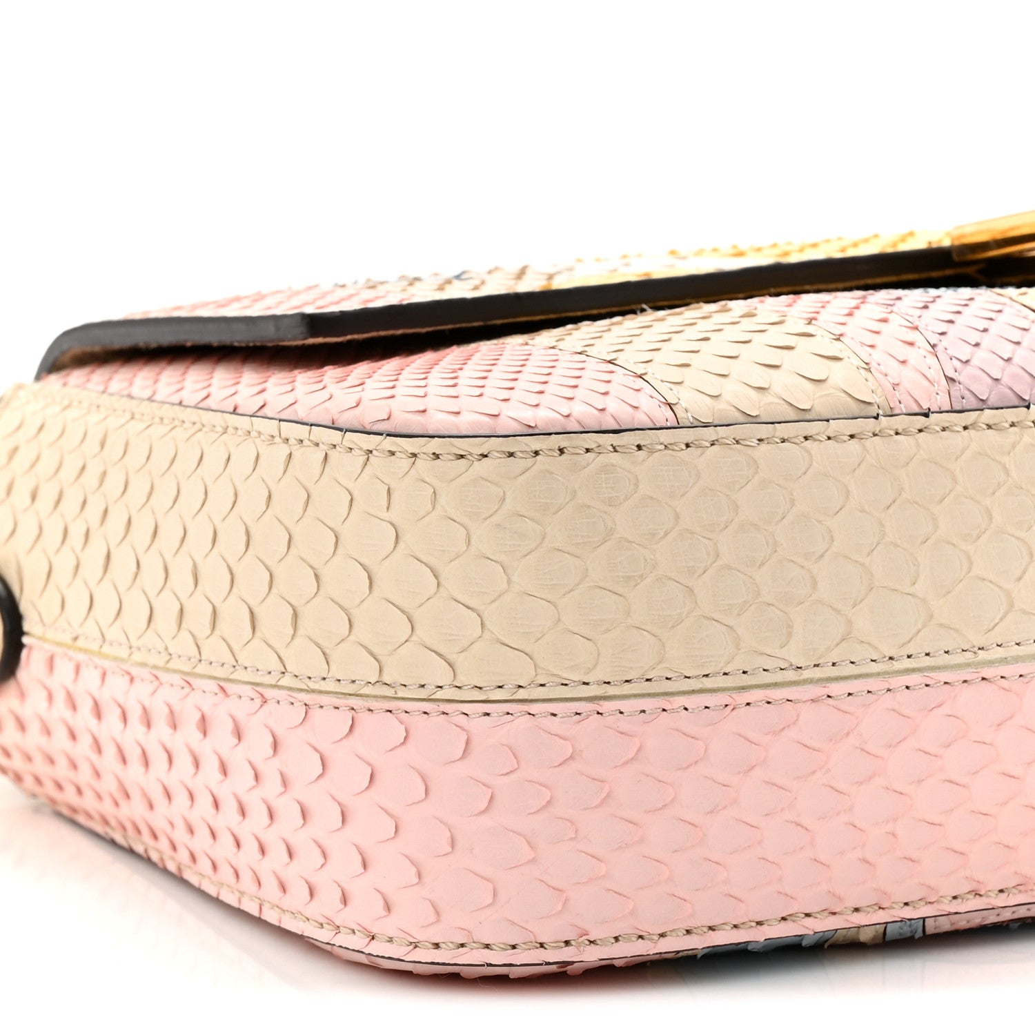 Fendi Snakeskin Floral Stitched Baguette Latte Multicolor 9 of 11