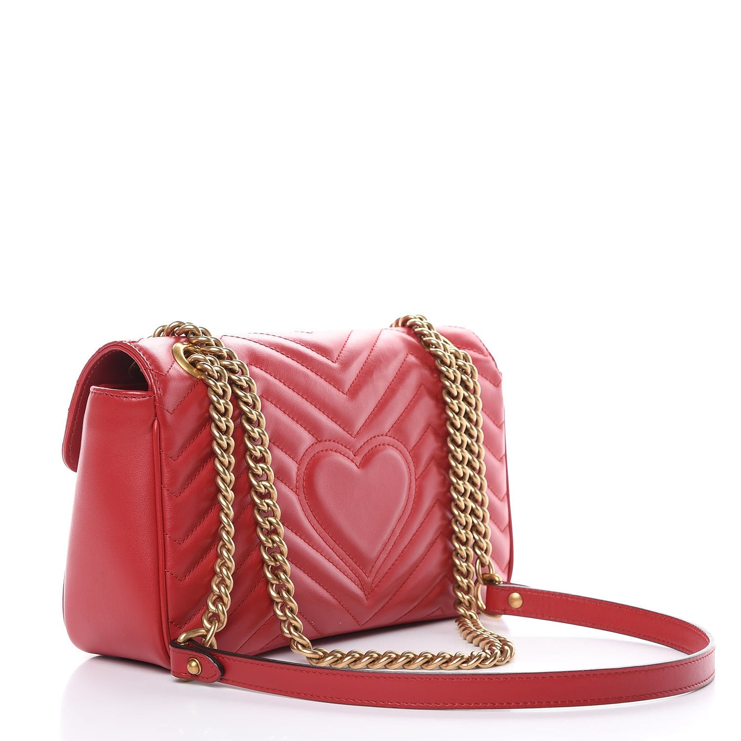 Calfskin Matelasse Small GG Marmont Shoulder Bag Hibiscus Red