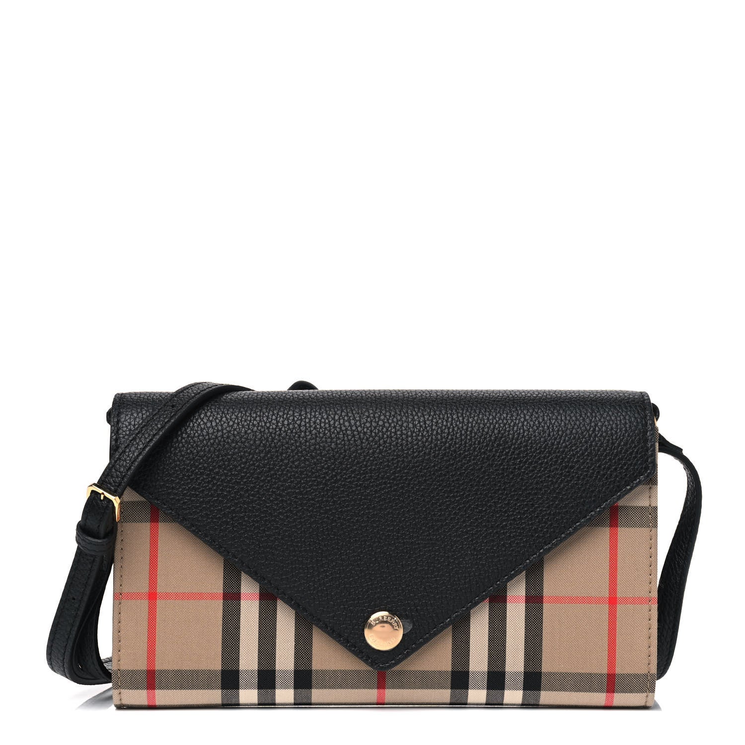 Burberry Grainy Calfskin Vintage Check Wallet With Detachable Strap Black 1 of 5