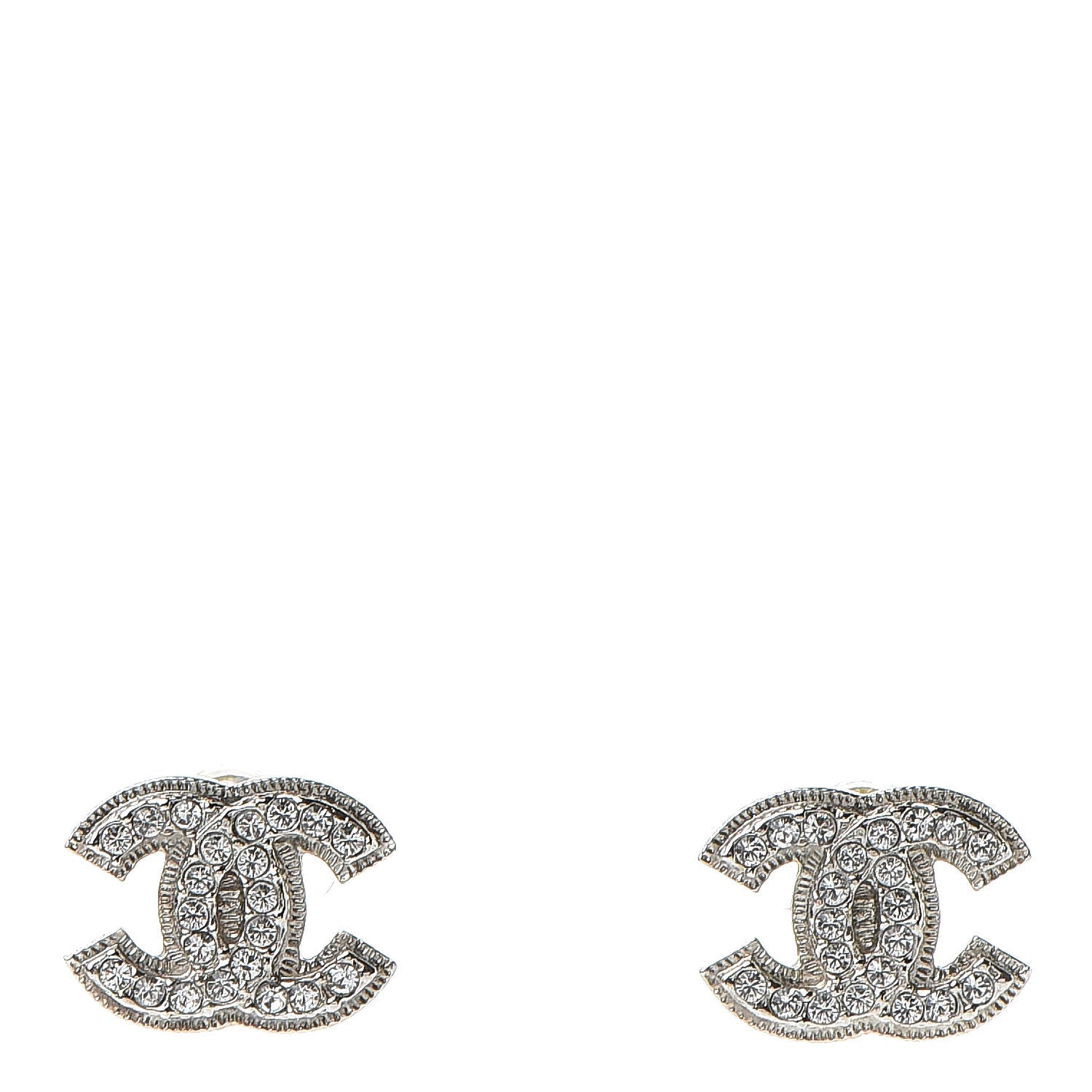 Chanel Crystal Mini Timeless CC Earrings Silver 1 of 5