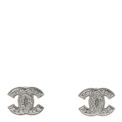Chanel Crystal Mini Timeless CC Earrings Silver 1 of 5