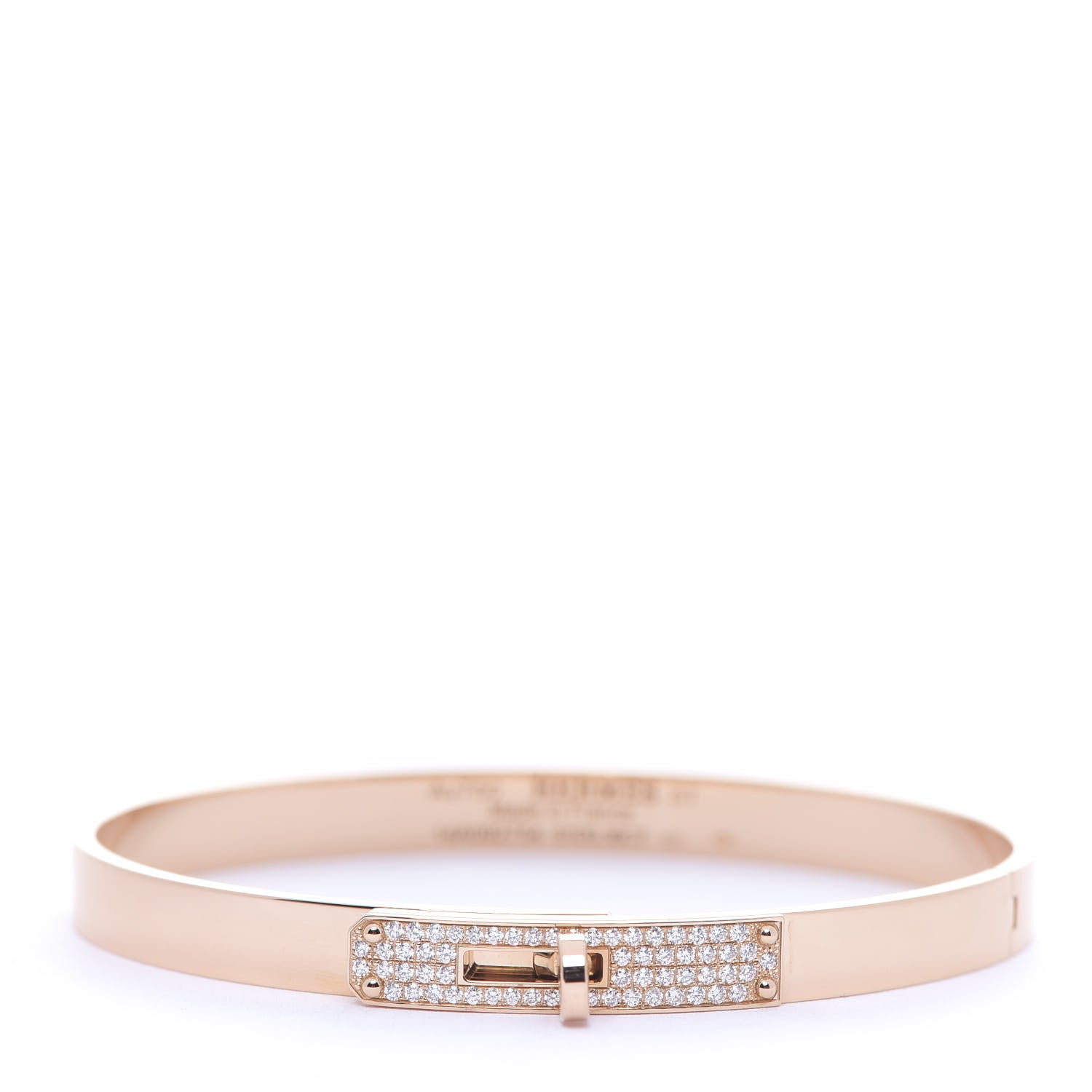 Hermes 18K Rose Gold Diamond PM Kelly Pave Bracelet ST 1 of 4