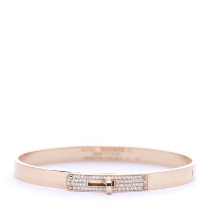 Hermes 18K Rose Gold Diamond PM Kelly Pave Bracelet ST 1 of 4