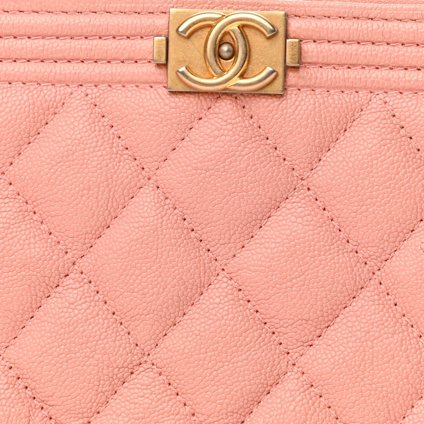 Caviar Quilted Small Boy Clutch With Chain Light Pink