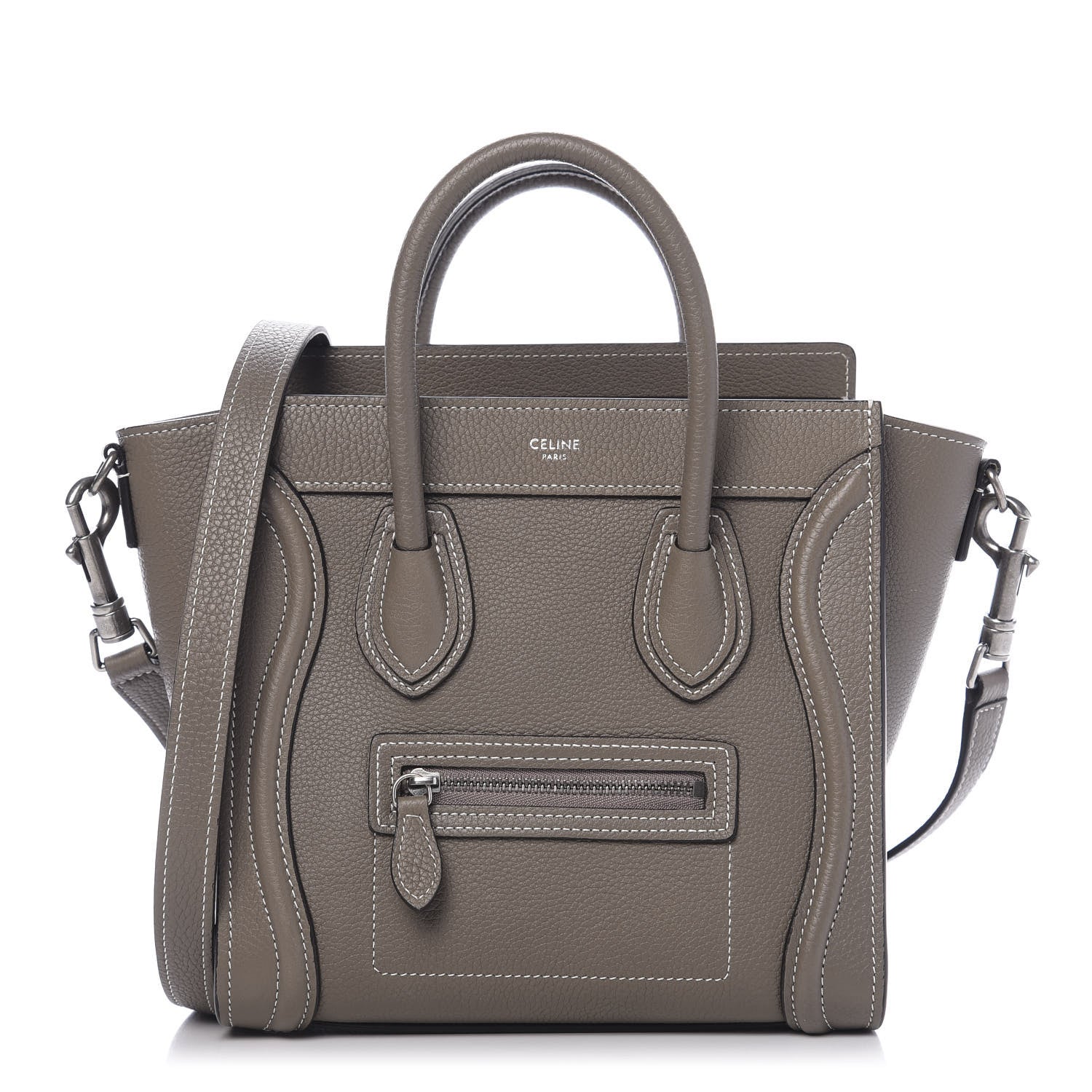 Celine Drummed Calfskin Nano Luggage Souris 1 of 9