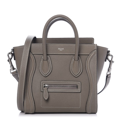 Celine Drummed Calfskin Nano Luggage Souris 1 of 9