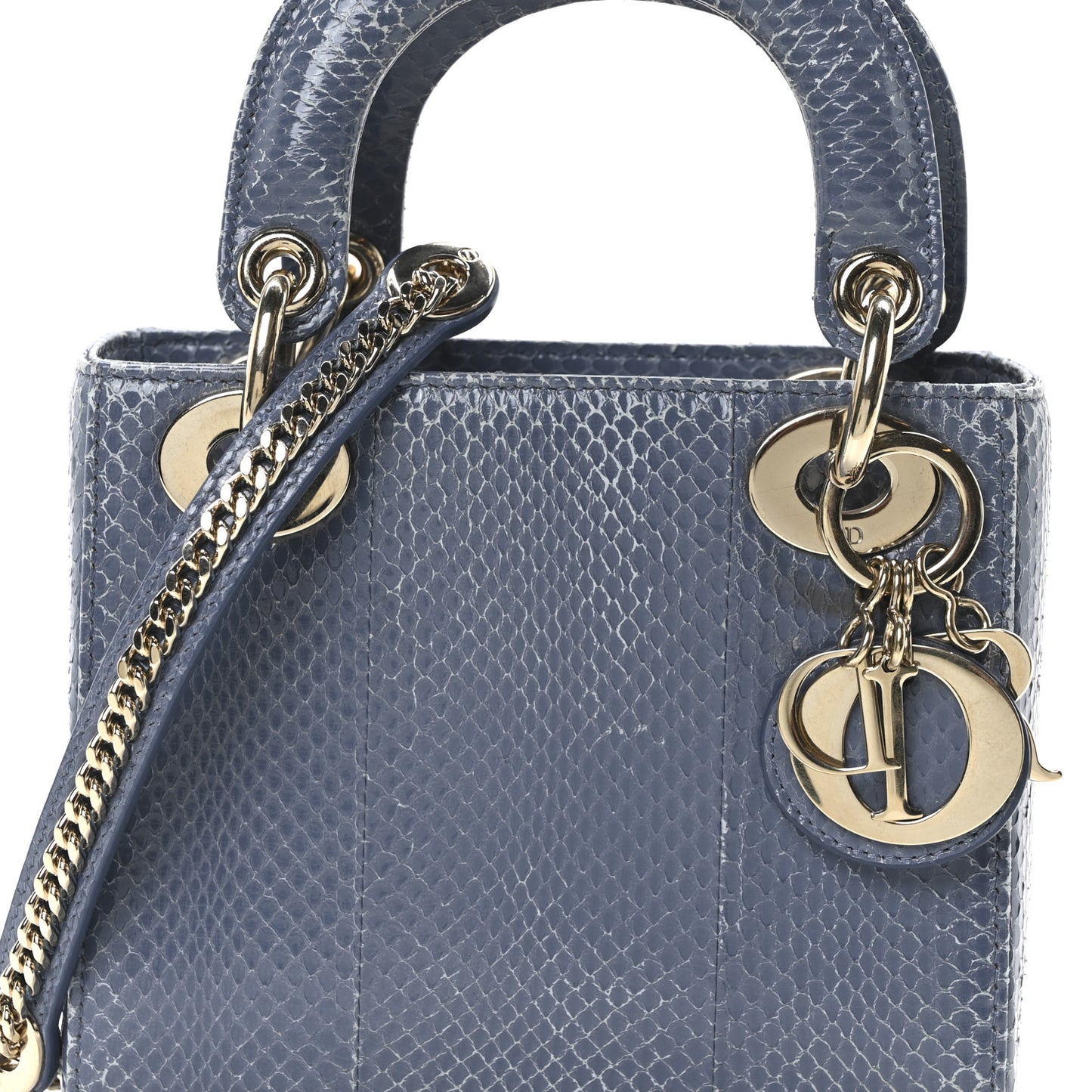 Snakeskin Mini Lady Dior Blue