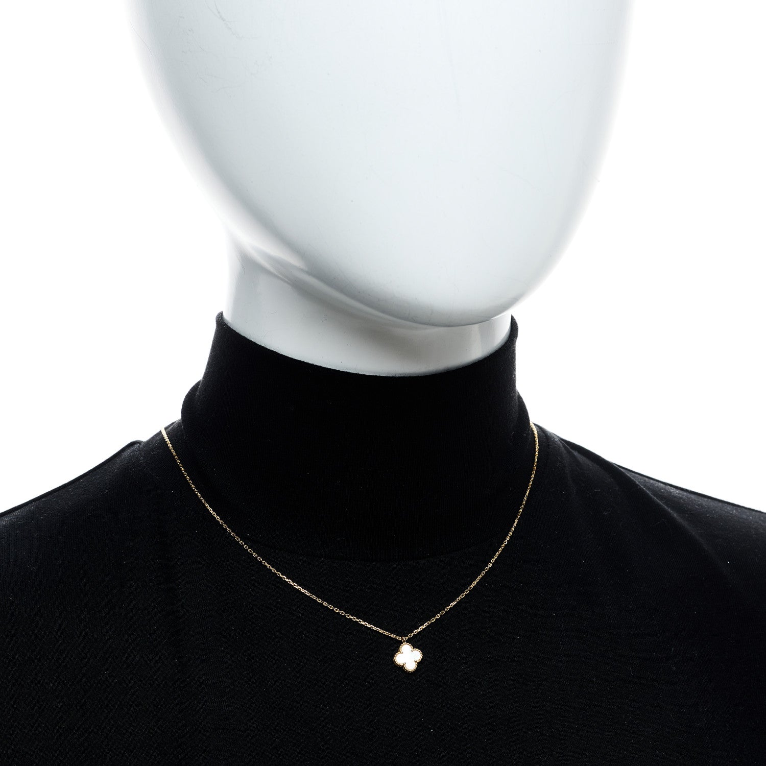 Van Cleef & Arpels 18K Yellow Gold Mother of Pearl Sweet Alhambra Pendant Necklace 2 of 6