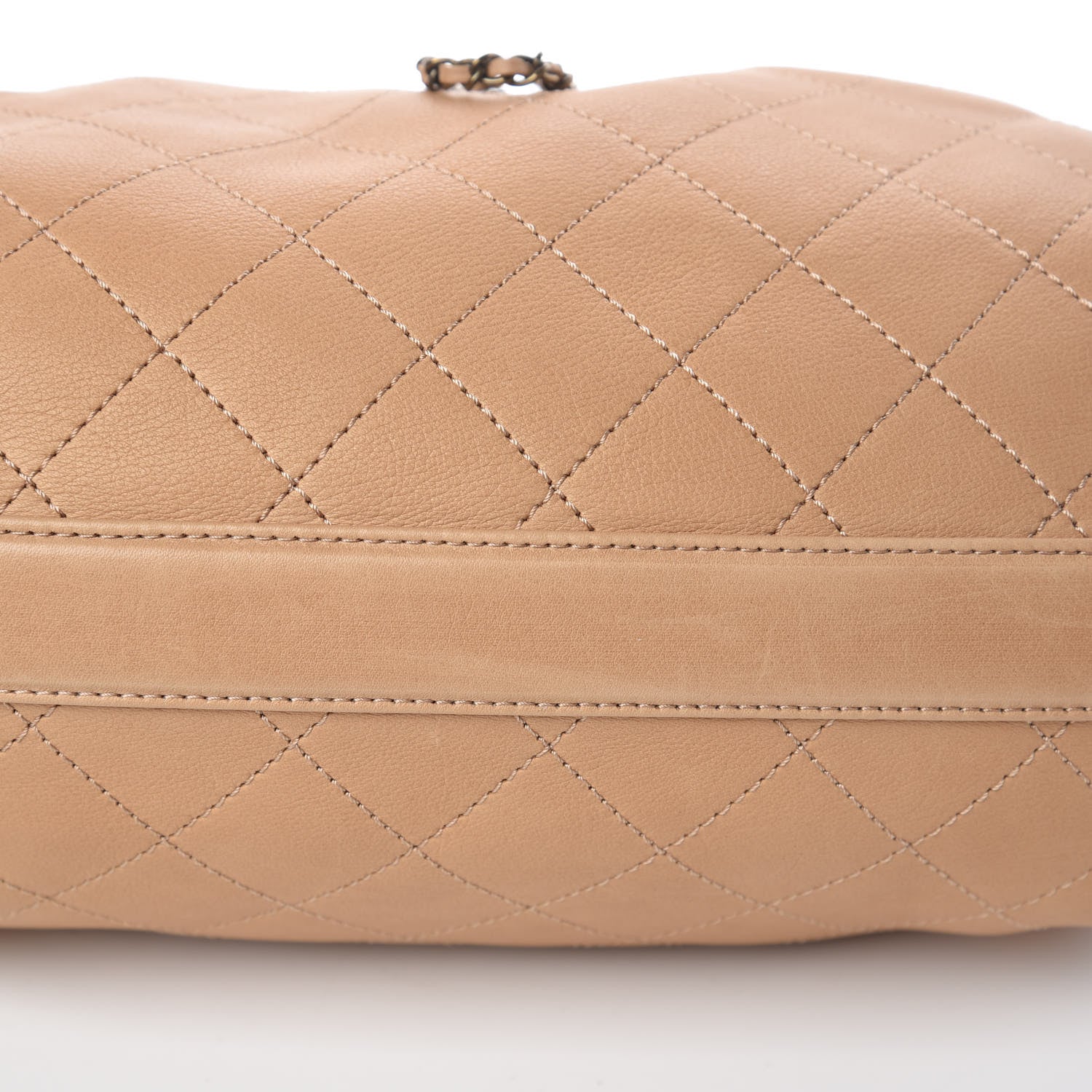 Chanel Calfskin Quilted Drawstring CC Medium Hobo Beige 11 of 16
