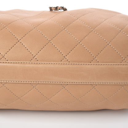 Chanel Calfskin Quilted Drawstring CC Medium Hobo Beige 11 of 16