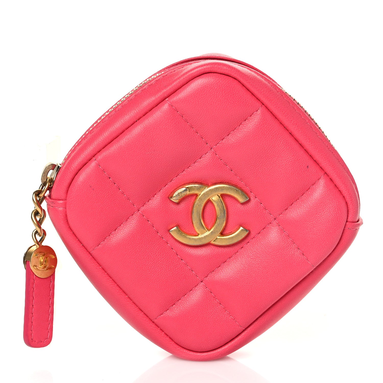 Chanel Lambskin Quilted Diamond Coin Purse Pink 1 of 8
